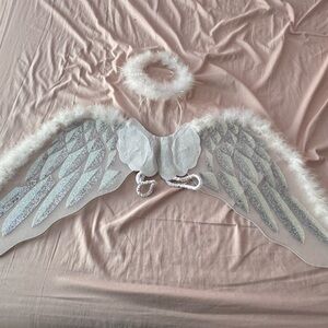 Silver and White Angel Wings Costume Set